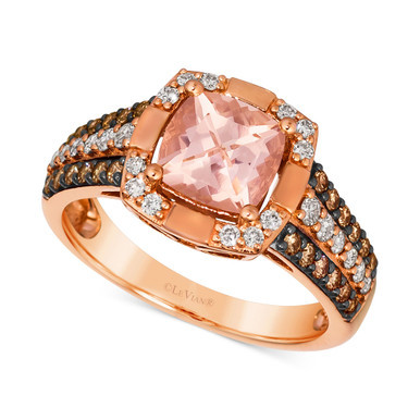 Peach Morganite (1-1/4 ct. t.w.) & Diamond (1/2 ct. t.w.) Ring in 14k Rose Gold