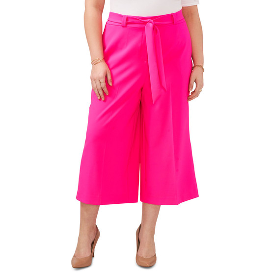 Plus Size Belted Wide-Leg Cropped Culottes