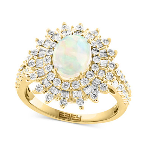 EFFY® Opal (1 ct. t.w.) & Diamond (1/4 ct. t.w.) Starburst Halo Ring in 14k Gold