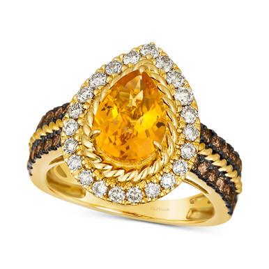 Cinnamon Citrine (1-5/8 ct. t.w.) & Diamond (1 ct. t.w.) Halo Ring in 14k Gold