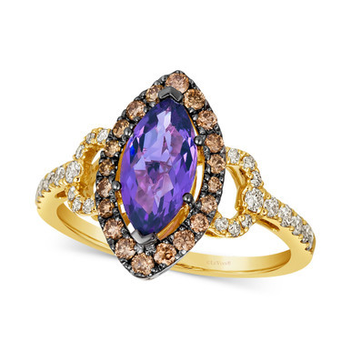 Grape Amethyst (1-1/5 ct. t.w.), Chocolate Diamonds (1/3 ct. t.w.) & Nude Diamonds (1/4 ct. t.w.) Marquise Ring in 14k Gold
