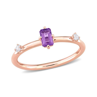 10K Rose Gold Amethyst and White Topaz Stackable Ring