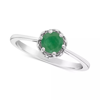 Emerald Six Prong Solitaire Ring (5/8 ct. t.w.) in Sterling Silver (Also in Ruby & Sapphire)