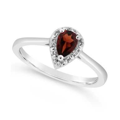 Garnet (3/8 ct. t.w.) and Diamond Accent Ring in Sterling Silver