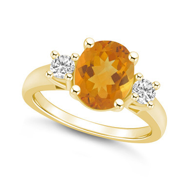 Citrine and Diamond Ring (2-1/2 ct.t.w and 1/3 ct.t.w) 14K Yellow Gold