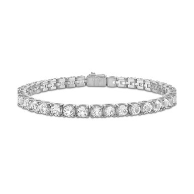 Men's White Topaz Icon Tennis Bracelet (1/10 ct. t.w.) in Sterling Silver