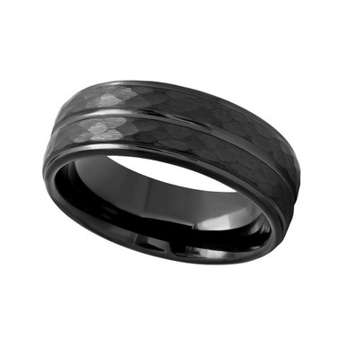 Men's Faceted Tantalum Wedding Band