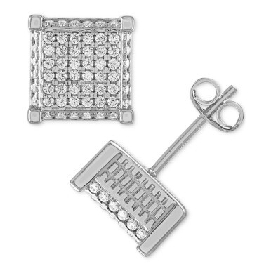 Cubic Zirconia Square Cluster Stud Earrings, Created for Macy's