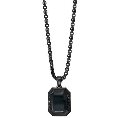 EFFY® Men's Onyx and Black Spinel 24" Pendant Necklace in Black PVD Plated Sterling Silver