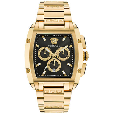 Men's Swiss Chronograph Dominus Gold Ion Plated Bracelet Watch 42x50mm