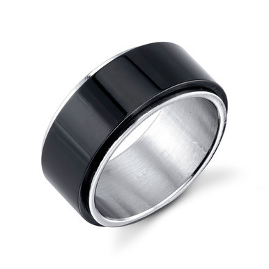 Black and Silver Stainless Steel Ring