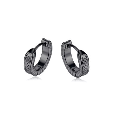 Stainless Steel Textured Huggie Hoop Earrings