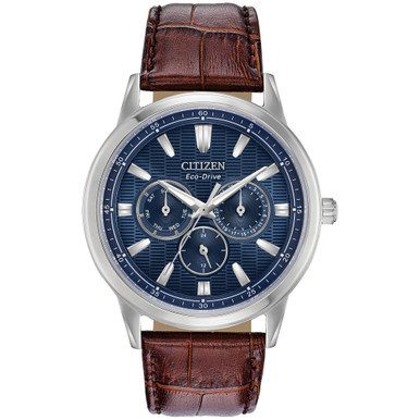 Eco-Drive Men's Corso Brown Leather Strap Watch 44mm