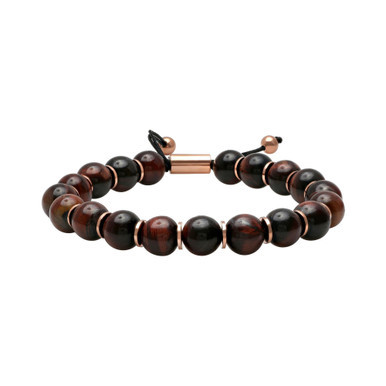Men's Red Tiger's Eye Bead Bolo Bracelet