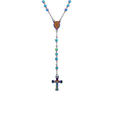 Men's Ion Plating Stainless Steel Rosary Necklaces