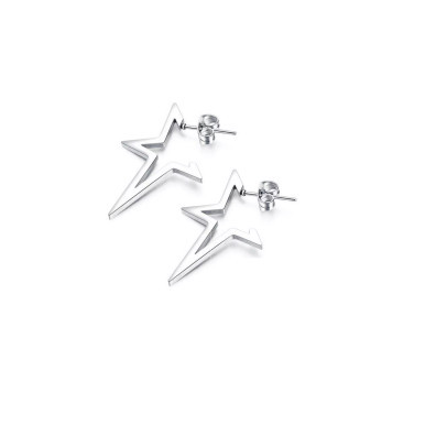Stainless Steel Open Star Stud Earrings