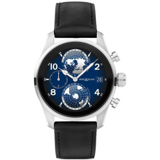 Men's Summit 3 Black Leather Strap Smart Watch 42mm
