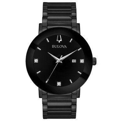 Men's Futuro Diamond-Accent Black Stainless Steel Bracelet Watch 42mm