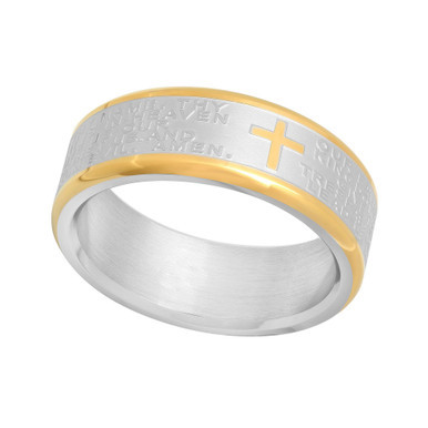 Macy's Men's The Lord's Prayer Stainless Steel Wedding Band
