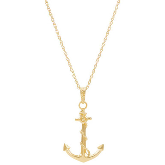 Men's Anchor Pendant Necklace in 10k Gold