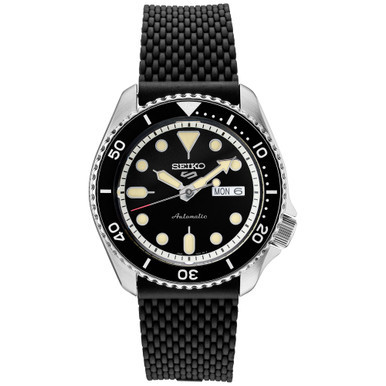 Men's Automatic Sport Black Silicone Mesh Strap Watch 42.5mm