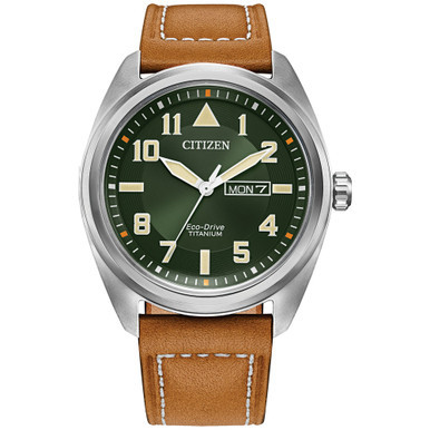 Eco-Drive Men's Garrison Brown Leather Strap Watch, 42mm