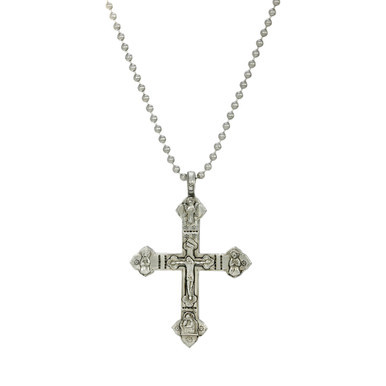 Men's Pewter Large Crucifix Necklace