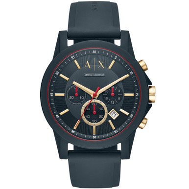 Men's Chronograph Blue Silicone Strap Watch 47mm