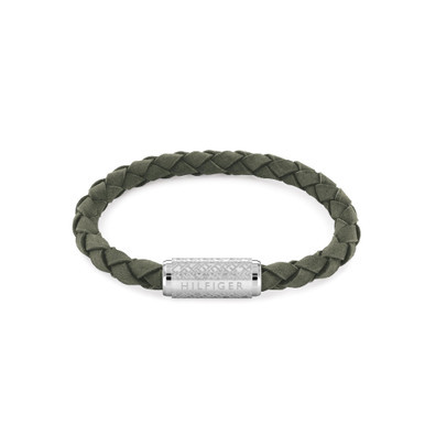 Men's Braided Green Suede Leather Bracelet