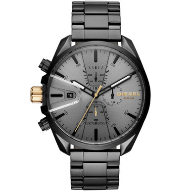 Men's Chronograph MS9 Chrono Black Stainless Steel Bracelet Watch 47mm