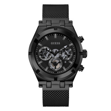 Men's Multifunction Black Mesh Watch 44mm