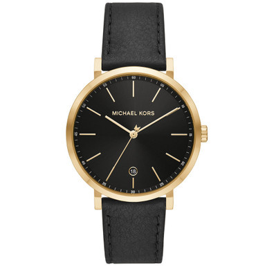 Men's Irving Three-Hand Black Leather Watch 42mm