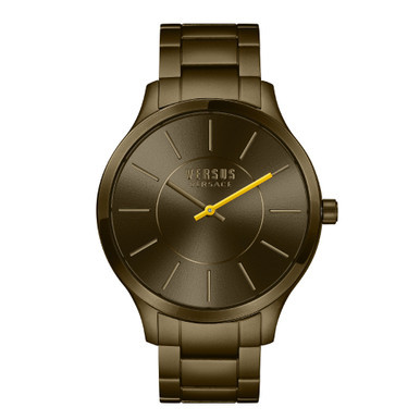 Men's Two-Hand Quartz Less Brown Aluminum Bracelet 40mm