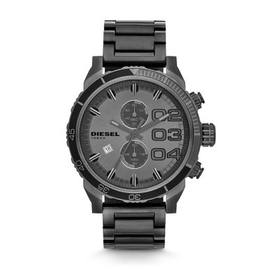 Mens Double Down 48 Chronograph Gunmetal Stainless Steel Watch