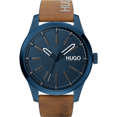 Men's #Invent Brown Leather Strap Watch 46mm