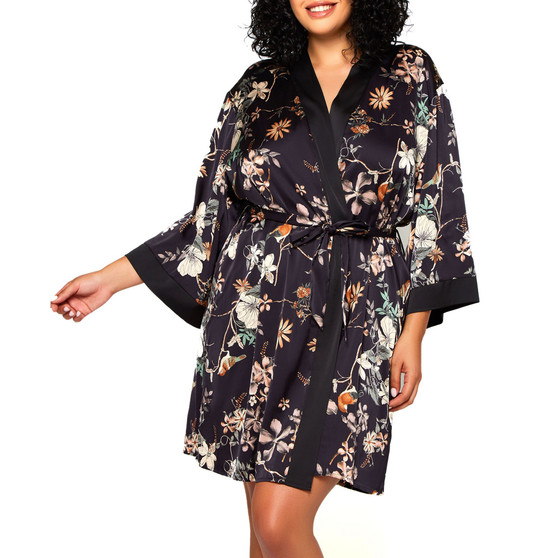 Plus Size Geri Lux Floral Satin Robe