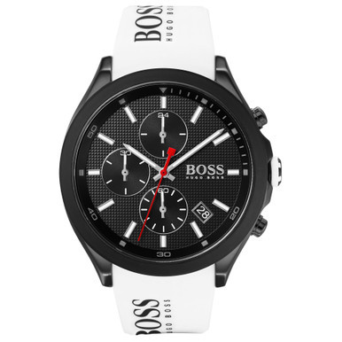 Men's Chronograph Velocity White Silicone Strap Watch 45mm
