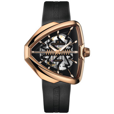 Men's Swiss Ventura Black Rubber Strap Watch 45mm