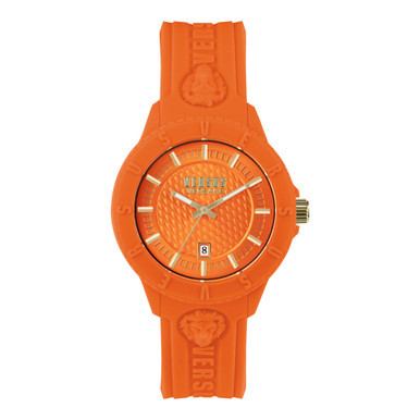 Men's 3 Hand Date Quartz Tokyo Orange Silicone Watch, 43mm
