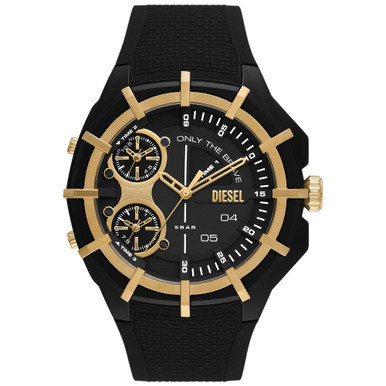 Men's Chronograph Framed Black Silicone Strap Watch 51mm