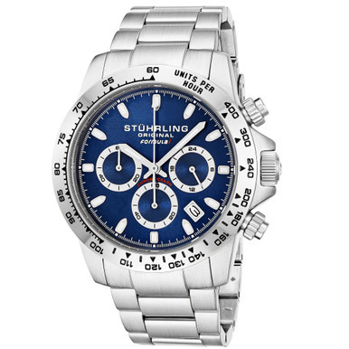 Men's Quartz Chronograph Silver-Tone Stainless Steel Link Bracelet Watch 42mm