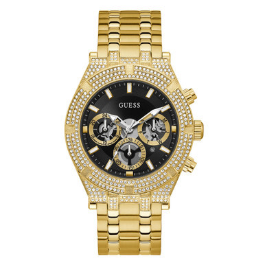 Men's Gold-Tone Glitz Stainless Steel Bracelet Multi-Function Watch, 44mm
