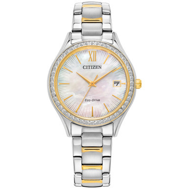 Eco-Drive Women's Crystal Two-Tone Stainless Steel Bracelet Watch 34mm