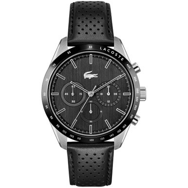 Men's Chronograph Boston Black Leather Strap Watch 42mm
