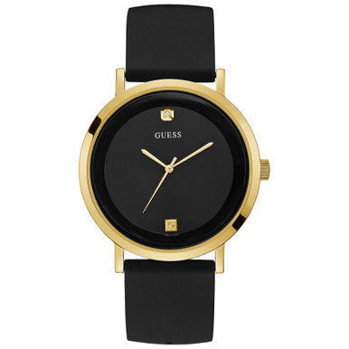 Men's Supernova Diamond-Accent Black Silicone Strap Watch 44mm