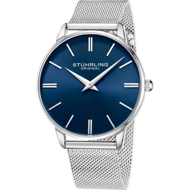 Men's Silver Tone Mesh Stainless Steel Bracelet Watch 42mm