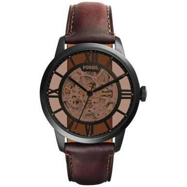 Men's Automatic Townsman Dark Brown Leather Strap Watch 44mm ME3098