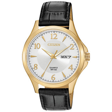 Men's Quartz Brown Leather Strap Watch 41mm