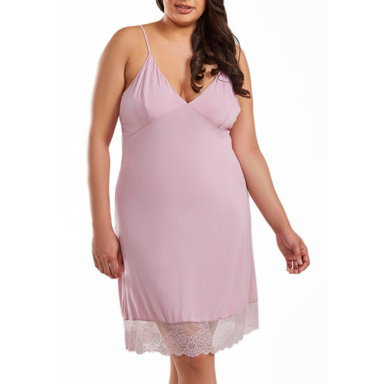 Tobey Plus Size Soft Cup Triangle Bra Modal Fitted Chemise Trimmed in Scalloped Lace