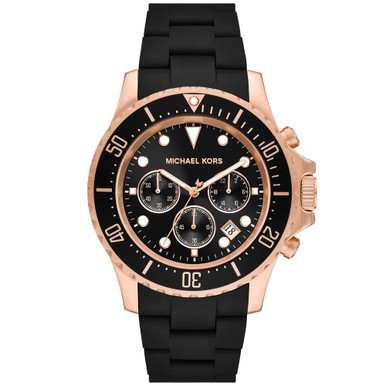 Men's Everest Chronograph Black Stainless Steel Bracelet Watch 45mm